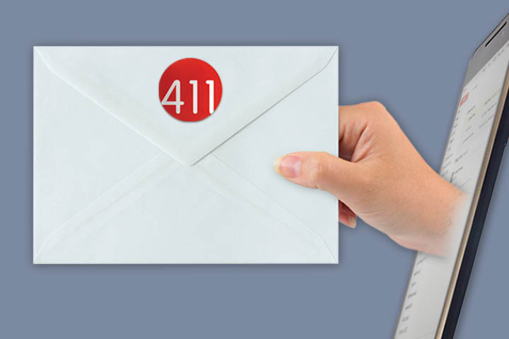Envelope with 411 on it