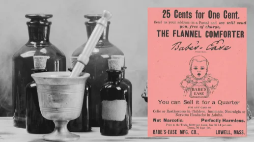 Vintage Babe’s-Ease MFG. Co. Ad (ca. 1892): A vintage Babe’s-Ease Ad from The Druggists Circular and Chemical Gazette