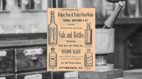 Vintage Eclipse, Penn & Parker Glass Works (ca. 1892): A vintage Thomas Wightman & Co. Ad from The Druggists Circular and Chemical Gazette