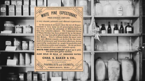 Vintage White Pine Expectorant (ca. 1892): A vintage White Pine Expectorant Ad from The Druggists Circular and Chemical Gazette
