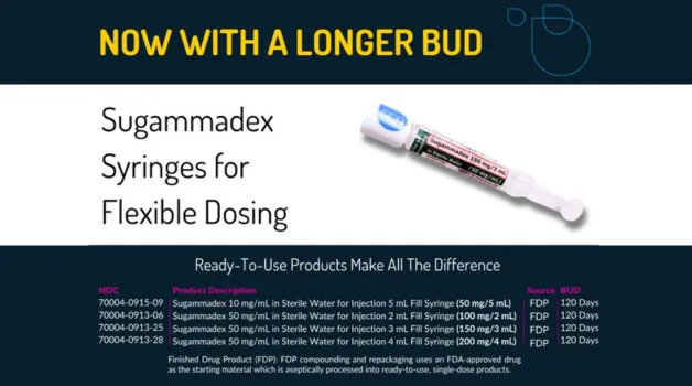 Available Now with a Longer BUD – Sugammadex Syringes for Flexible Dosing